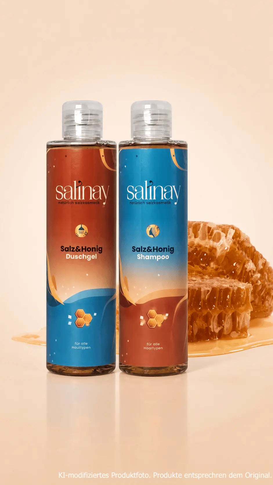 Salz&Honig Duschgel und Salz&Honig Shampoo mit Akazienhonig von Salinay Salzkosmetik